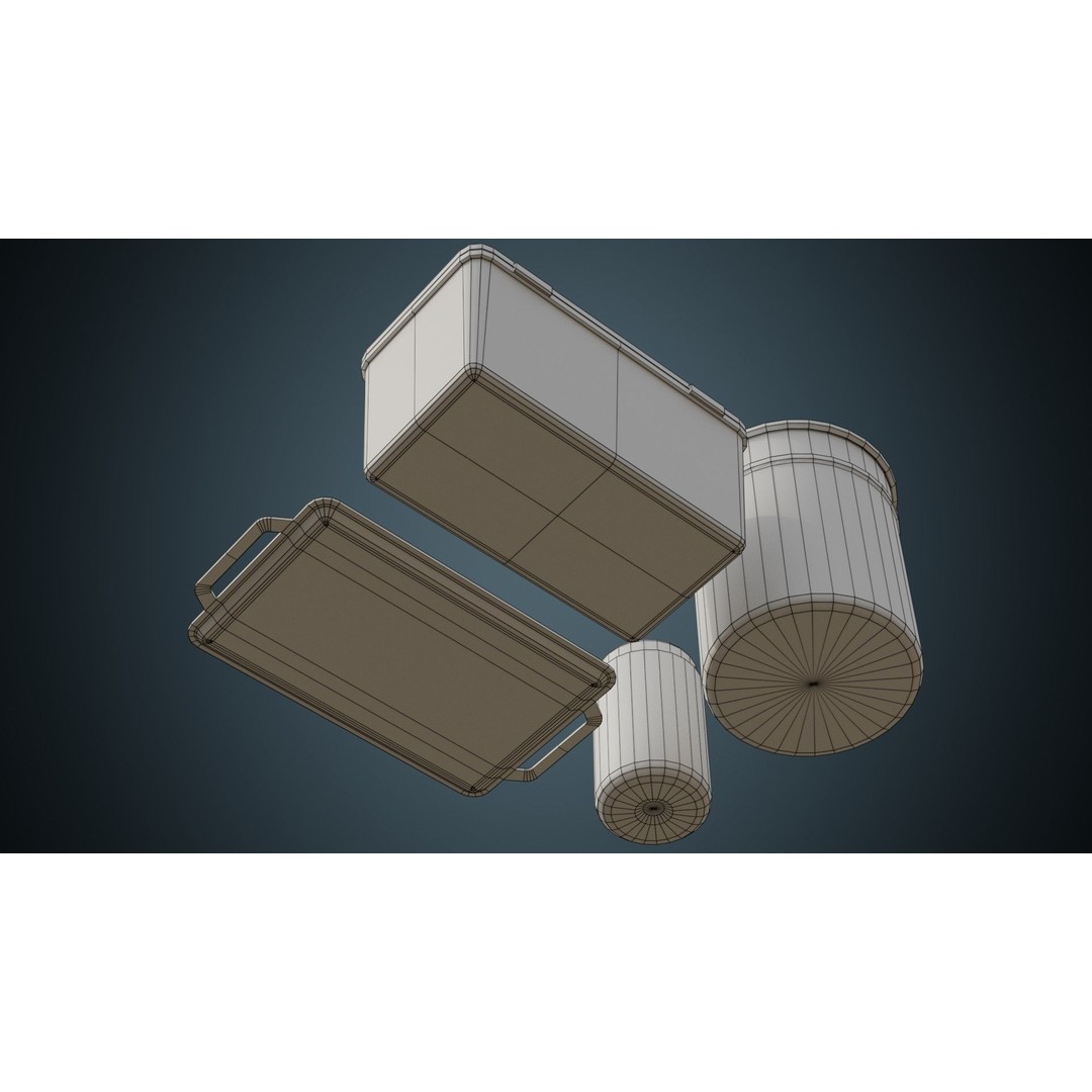Medical Containers 3D Model – Low Poly Game Asset, FBX, OBJ - View 8