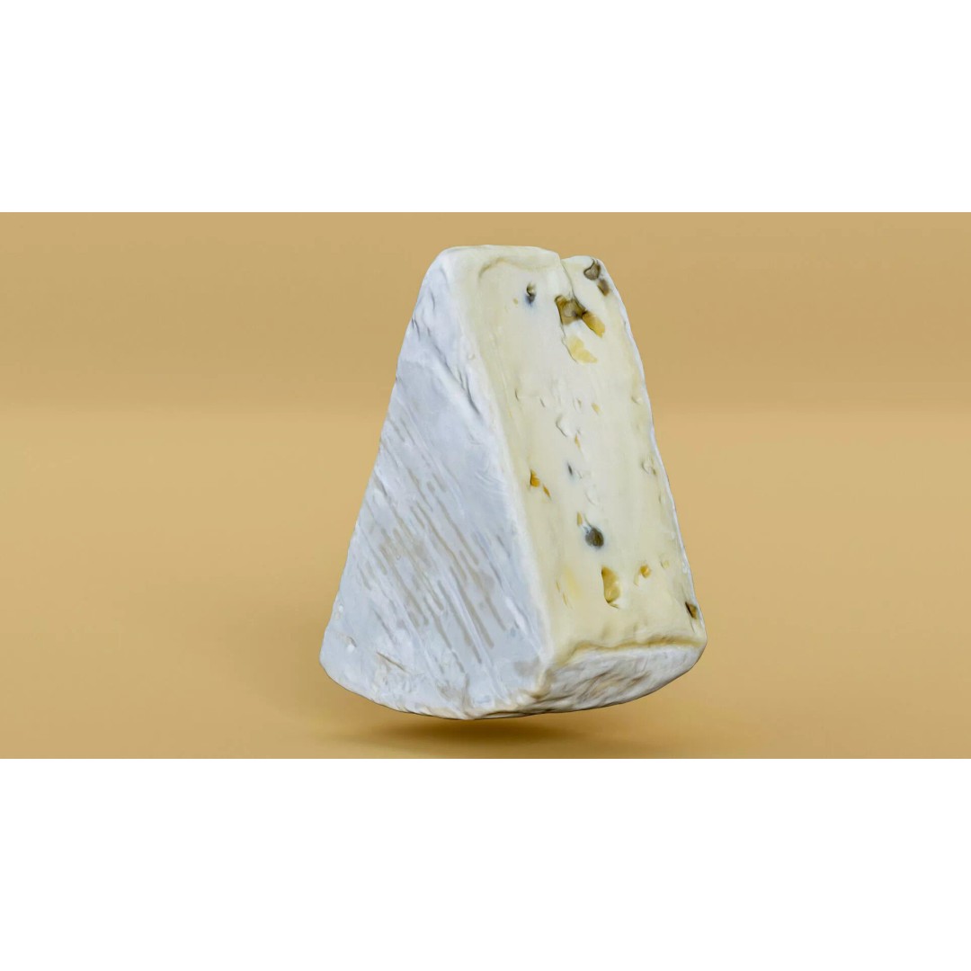 Pepper Camembert Cheese Wedge 3D Model – Low Poly Photogrammetry Asset, FBX - View 25