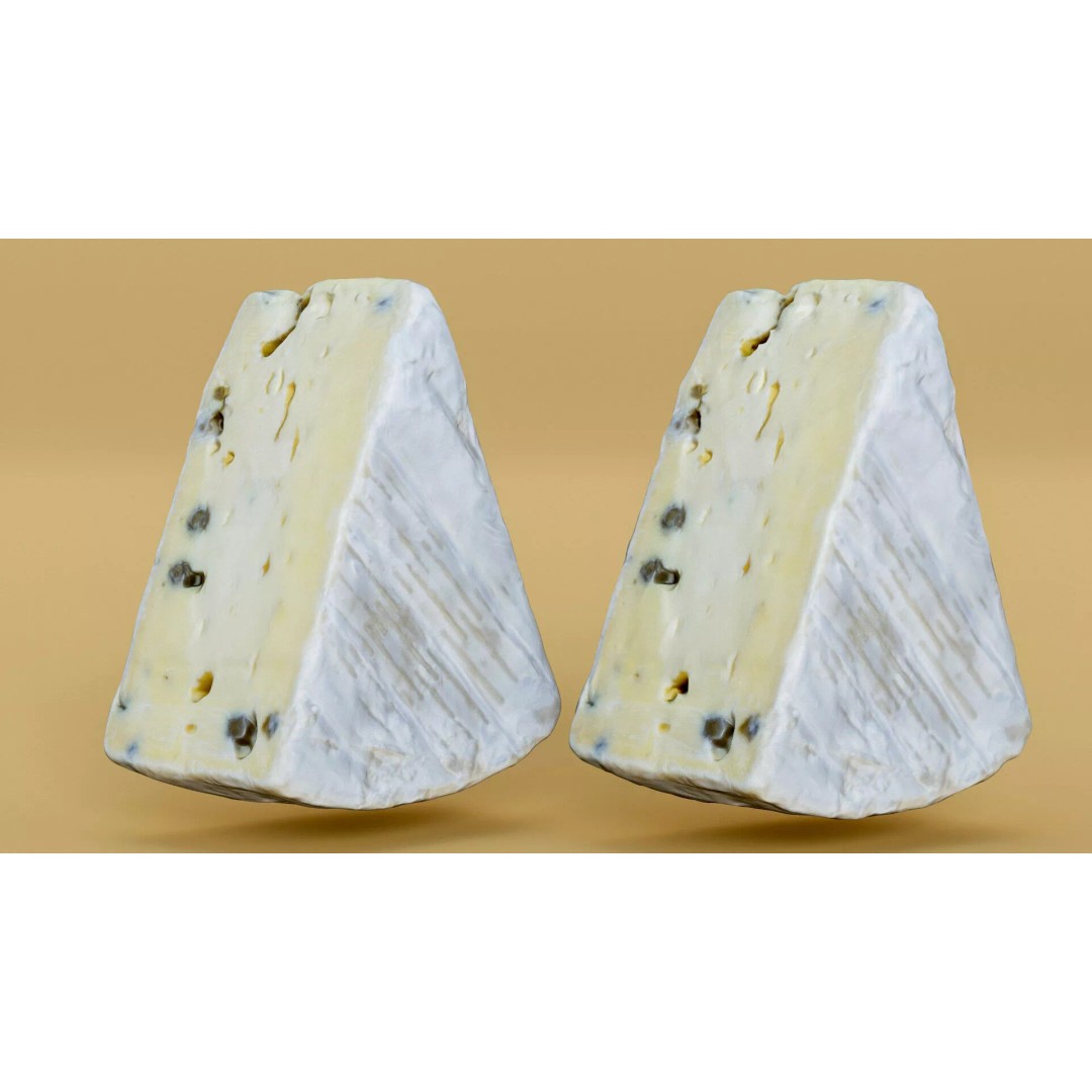 Pepper Camembert Cheese Wedge 3D Model – Low Poly Photogrammetry Asset, FBX - View 3