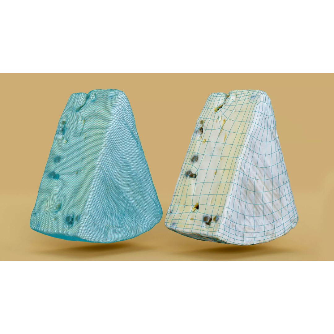 Pepper Camembert Cheese Wedge 3D Model – Low Poly Photogrammetry Asset, FBX - View 4