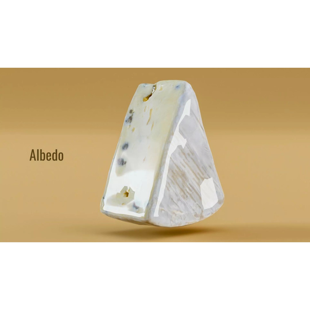 Pepper Camembert Cheese Wedge 3D Model – Low Poly Photogrammetry Asset, FBX - View 5