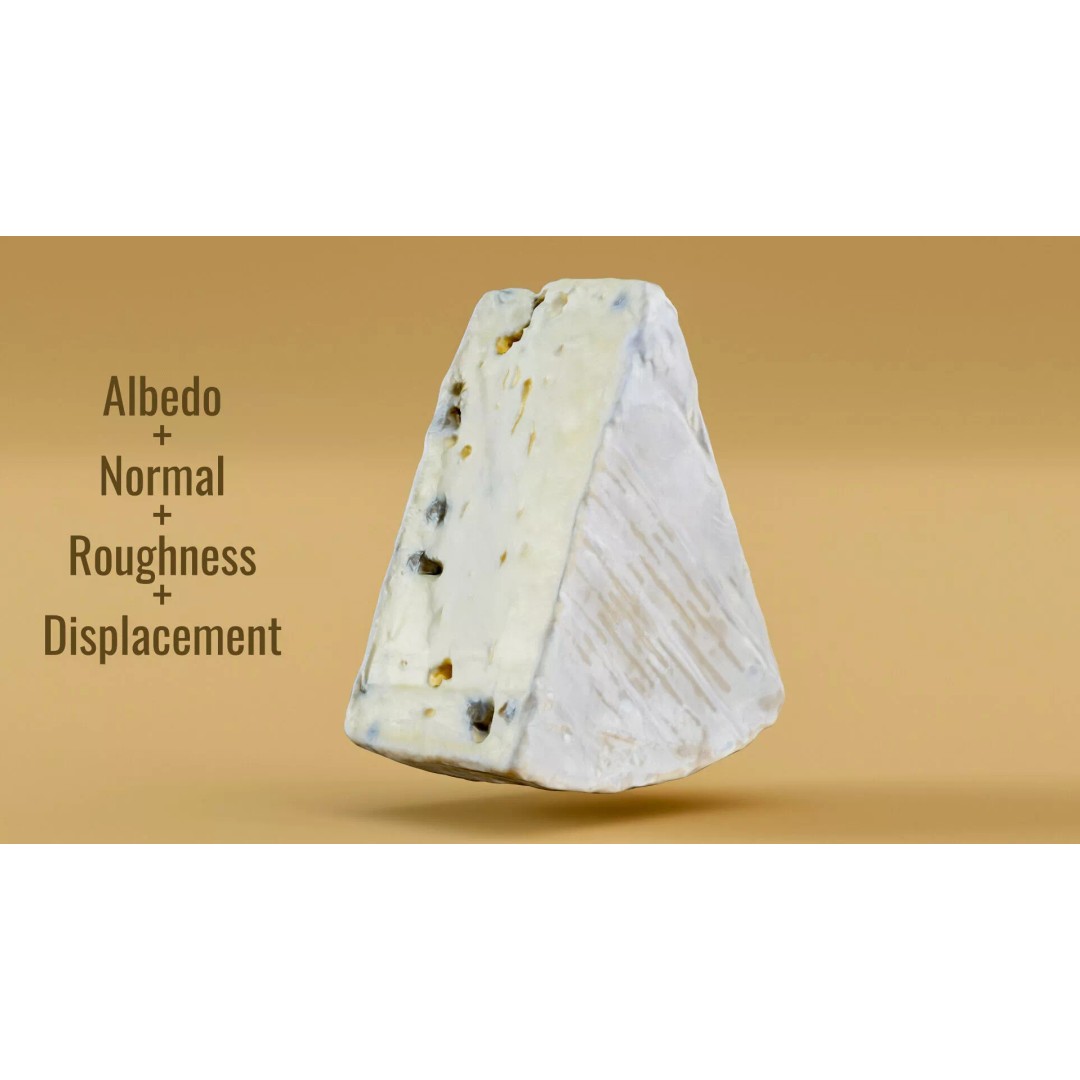 Pepper Camembert Cheese Wedge 3D Model – Low Poly Photogrammetry Asset, FBX - View 8