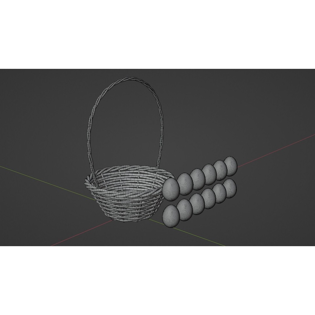 Easter White Basket 3D Model – PBR Asset for Visualizations, FBX - View 14
