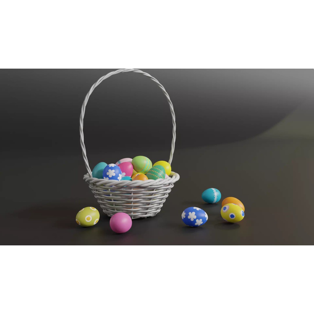 Easter White Basket 3D Model – PBR Asset for Visualizations, FBX - View 2