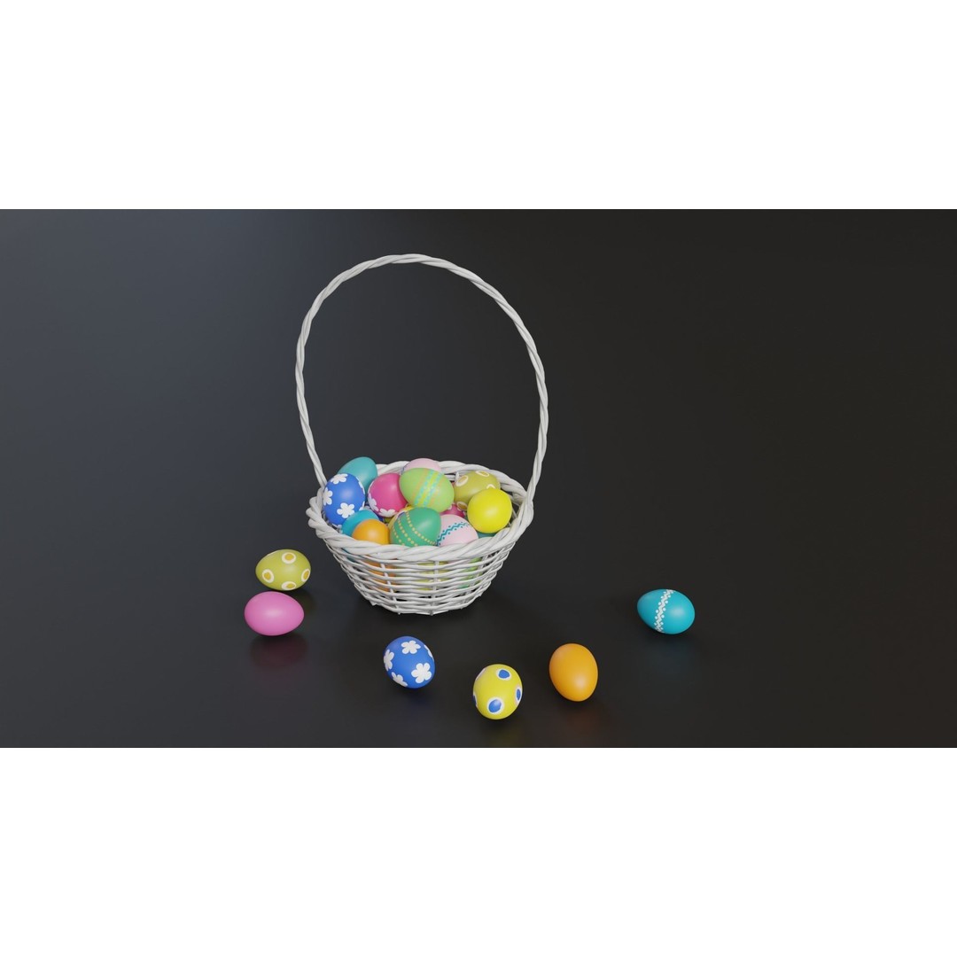 Easter White Basket 3D Model – PBR Asset for Visualizations, FBX - View 3