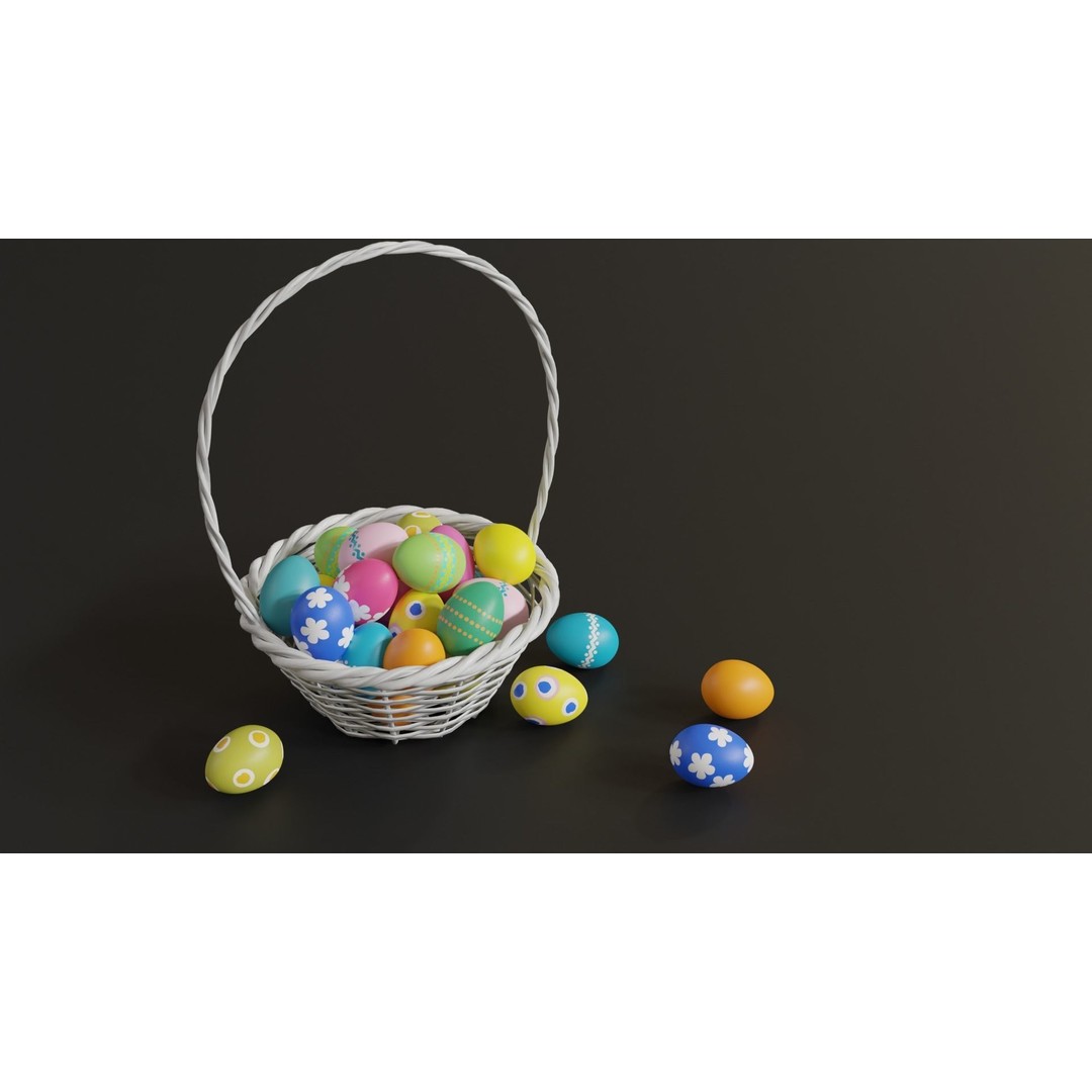 Easter White Basket 3D Model – PBR Asset for Visualizations, FBX - View 4