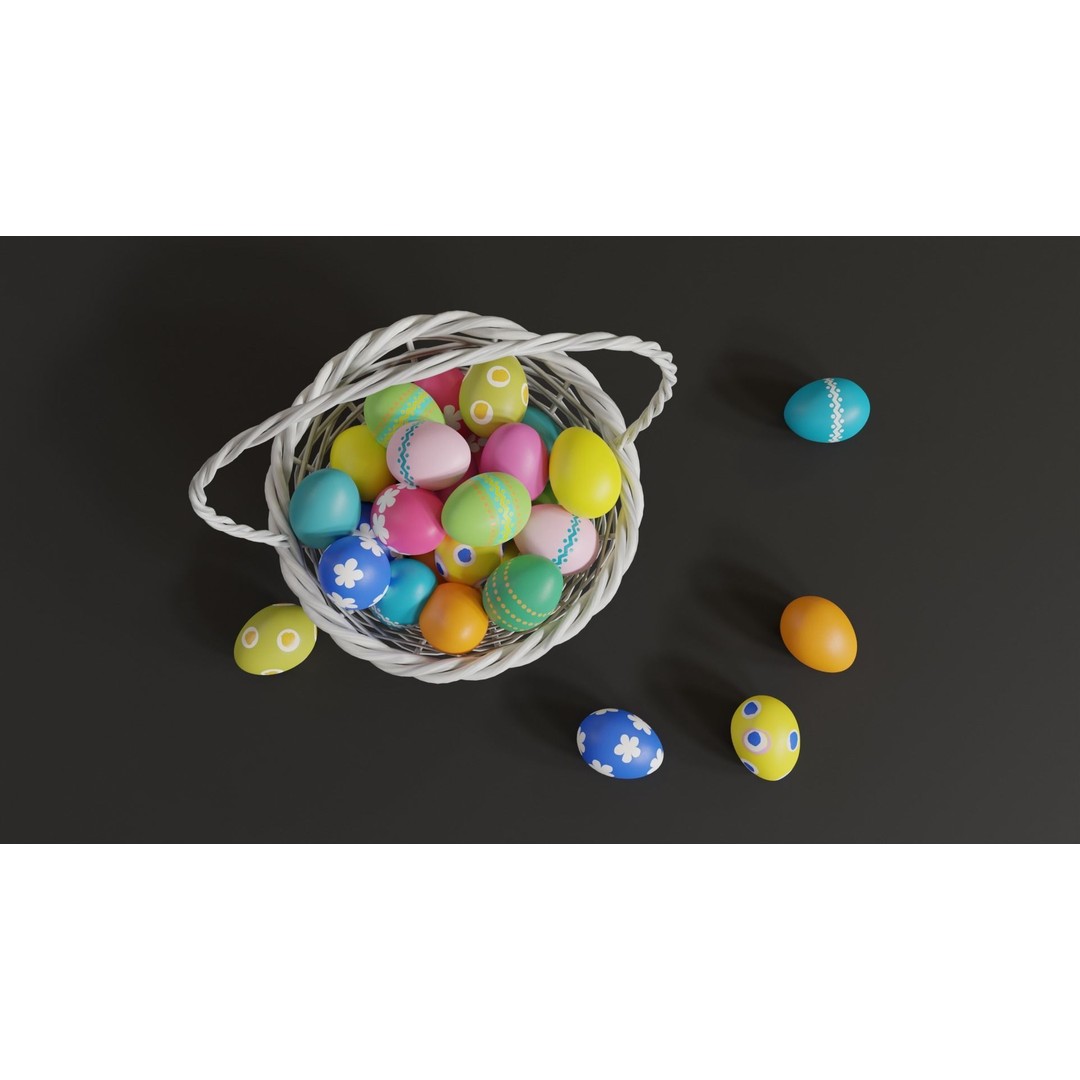 Easter White Basket 3D Model – PBR Asset for Visualizations, FBX - View 5