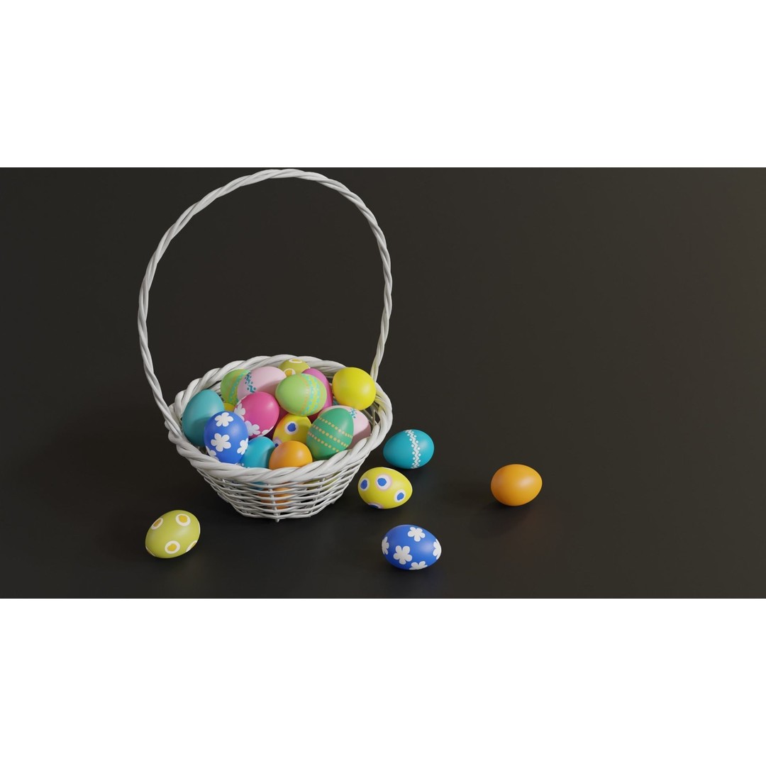 Easter White Basket 3D Model – PBR Asset for Visualizations, FBX - View 6