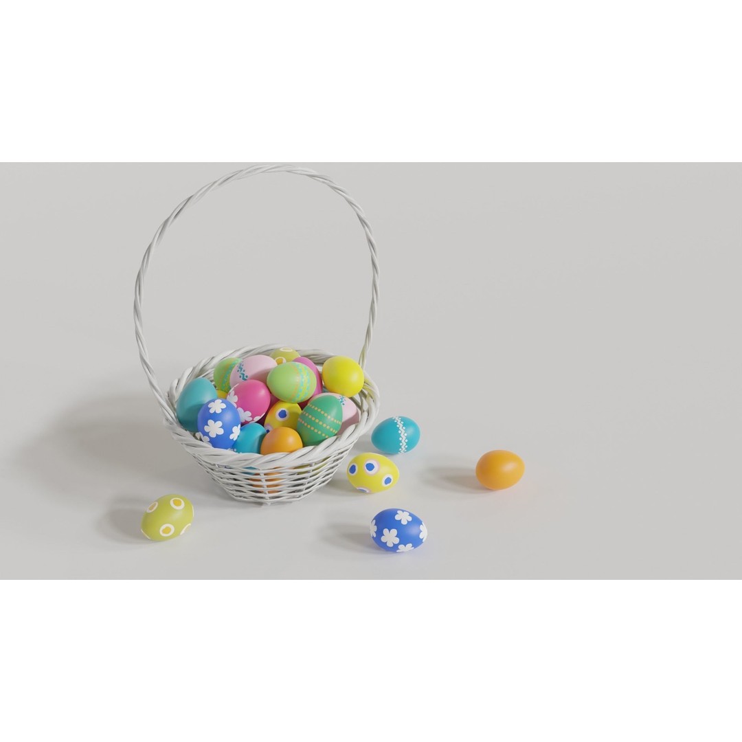 Easter White Basket 3D Model – PBR Asset for Visualizations, FBX - View 8