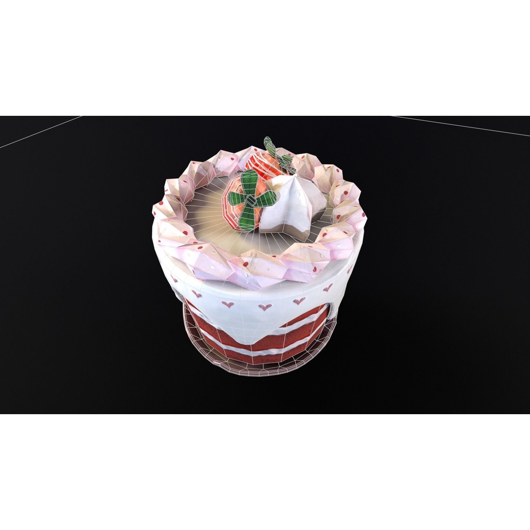 Strawberry Tall Cake 3D Model – Low Poly PBR Game Asset, FBX/OBJ/DAE - View 14