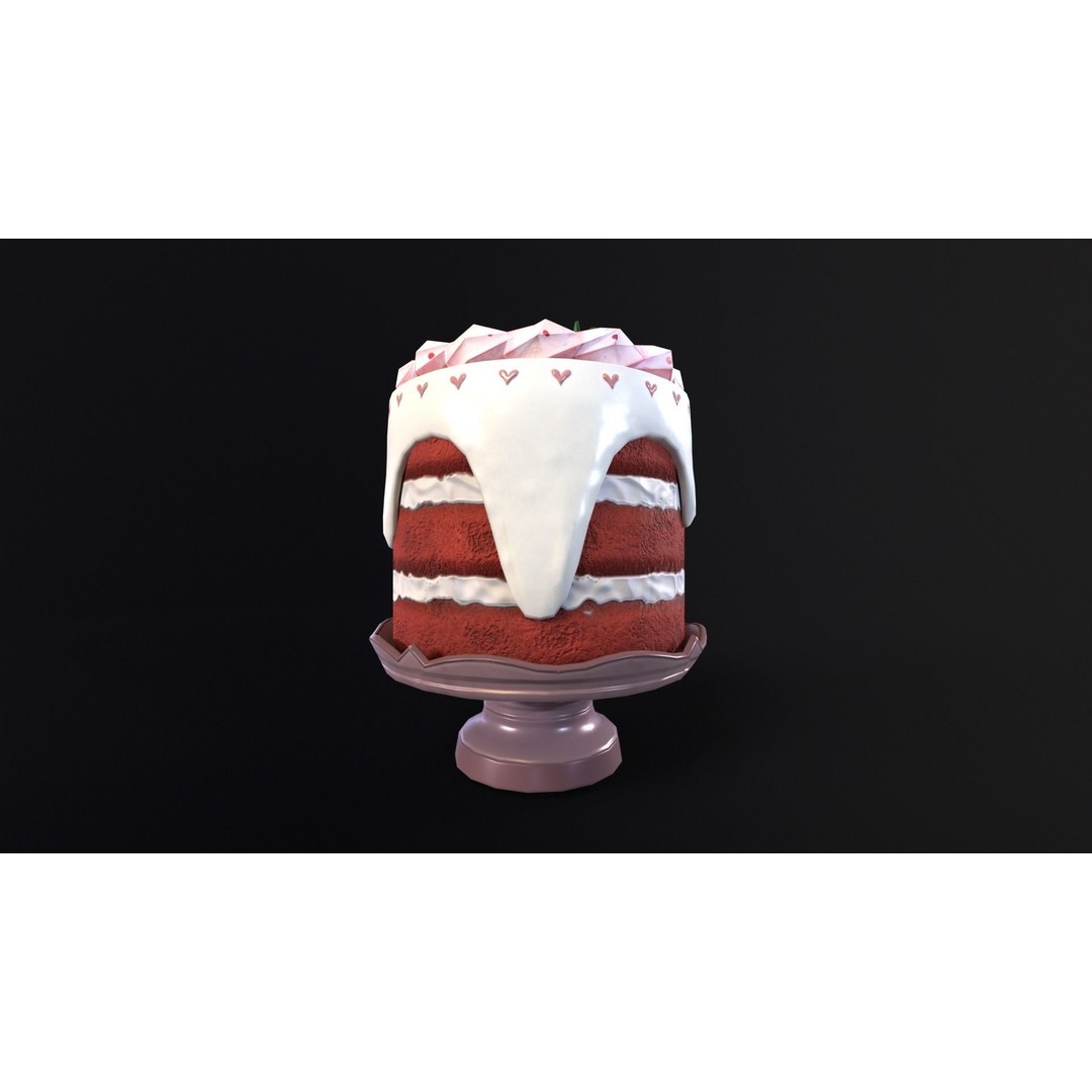 Strawberry Tall Cake 3D Model – Low Poly PBR Game Asset, FBX/OBJ/DAE - View 7