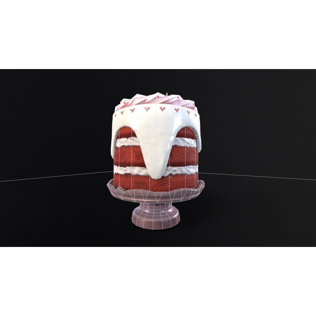Strawberry Tall Cake 3D Model – Low Poly PBR Game Asset, FBX/OBJ/DAE - View 8