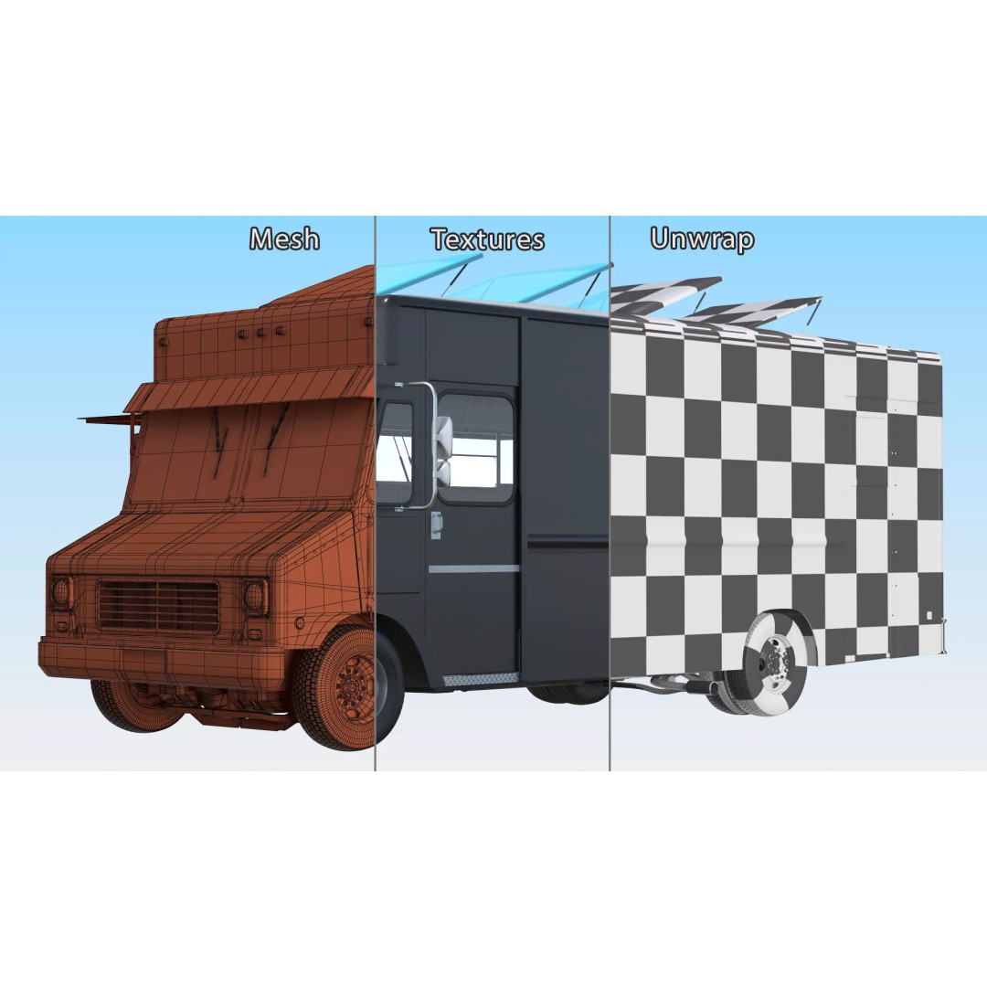 Mobile Kitchen Service Truck 3D Model – Urban Food Truck with PBR Textures - View 13