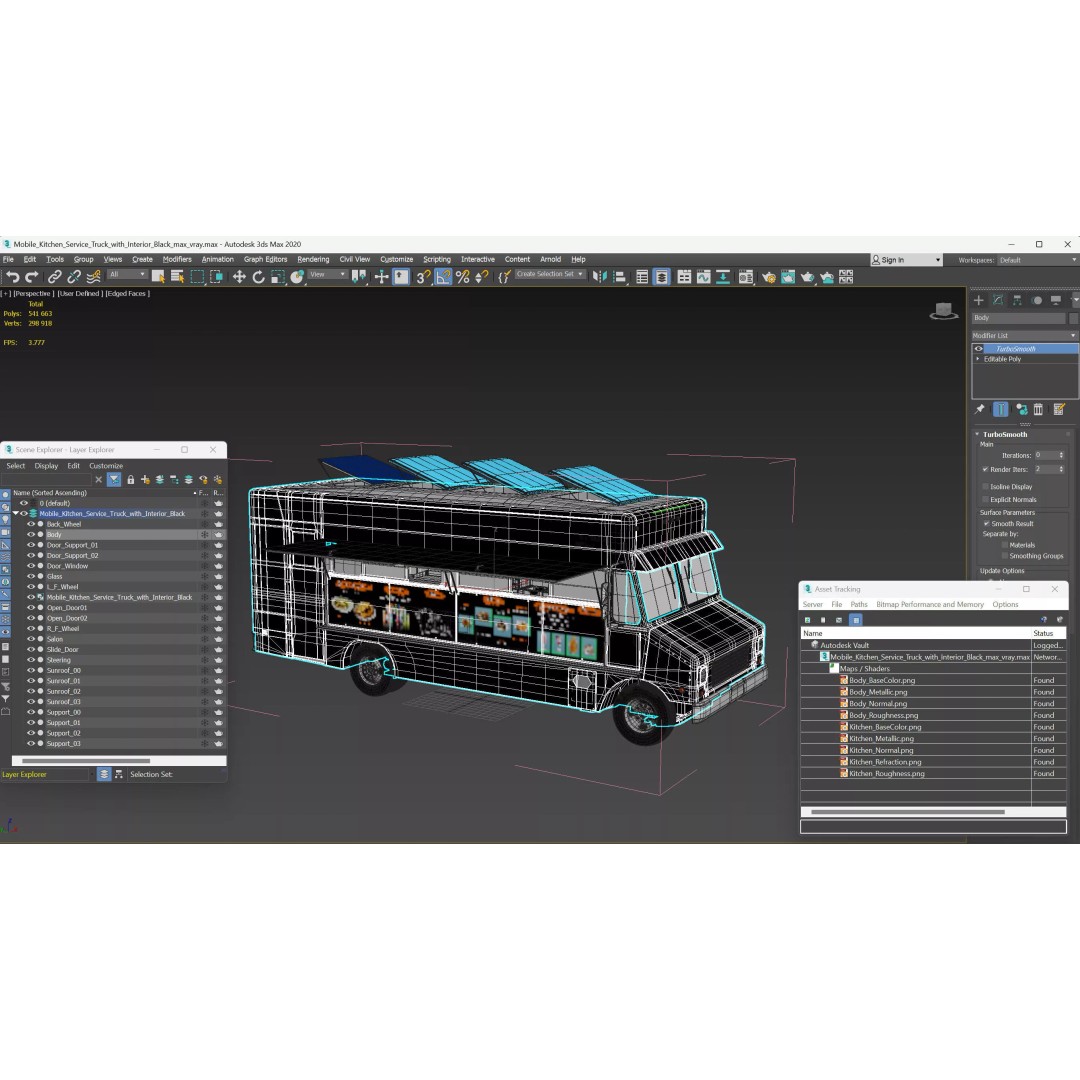 Mobile Kitchen Service Truck 3D Model – Urban Food Truck with PBR Textures - View 18