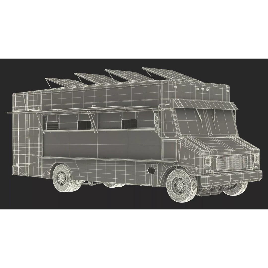 Mobile Kitchen Service Truck 3D Model – Urban Food Truck with PBR Textures - View 19