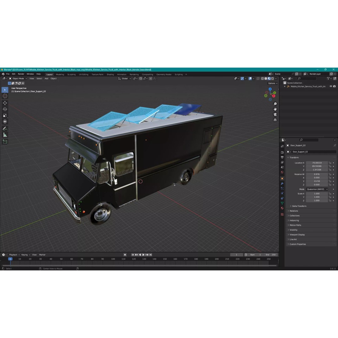 Mobile Kitchen Service Truck 3D Model – Urban Food Truck with PBR Textures - View 28