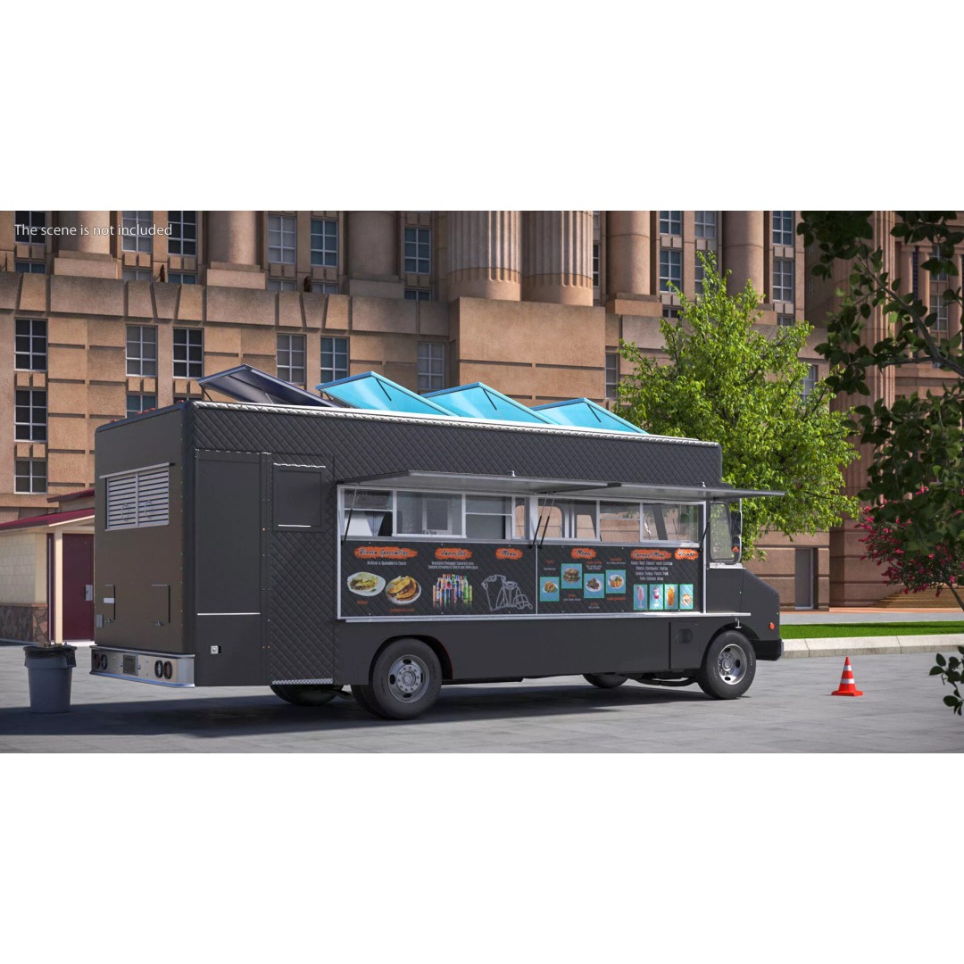 Mobile Kitchen Service Truck 3D Model – Urban Food Truck with PBR Textures - View 3