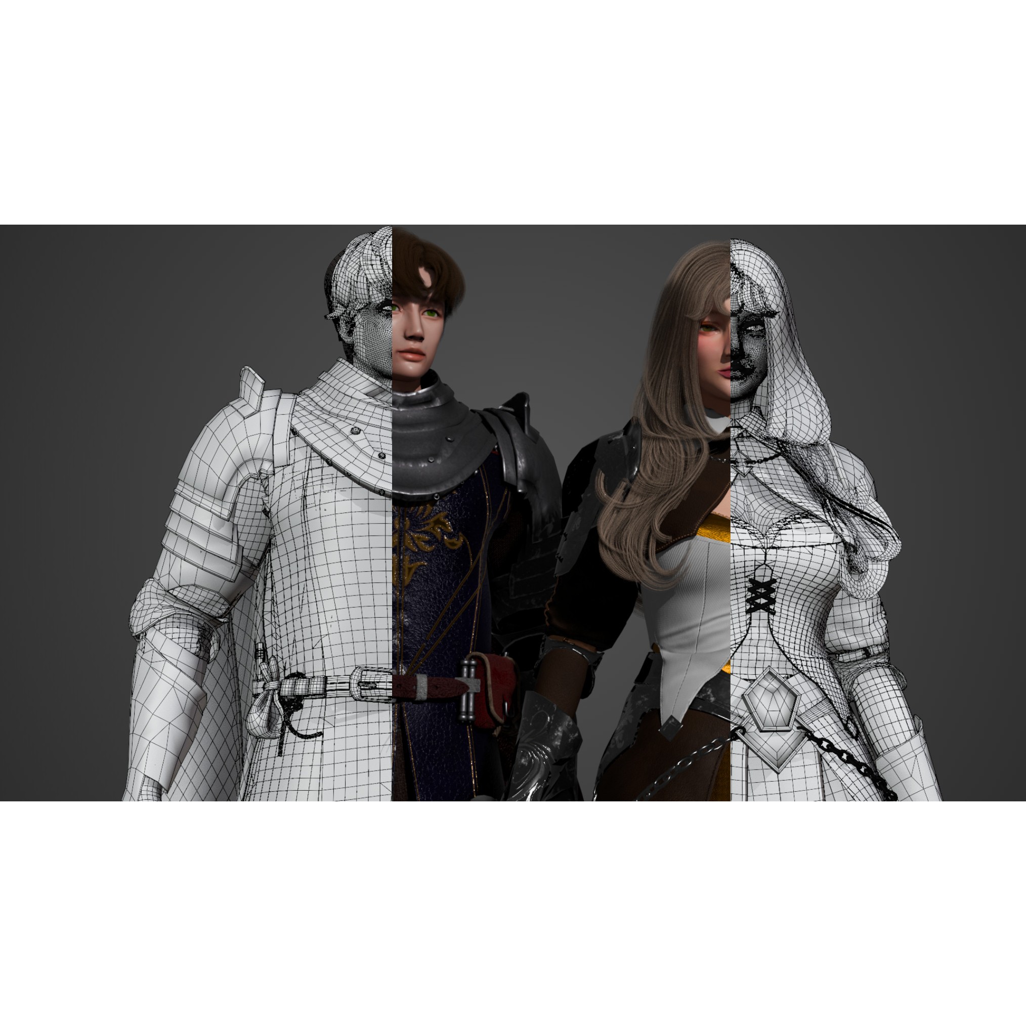 Medieval Modular Character Set - Low-Poly Game-Ready 3D Model - View 10