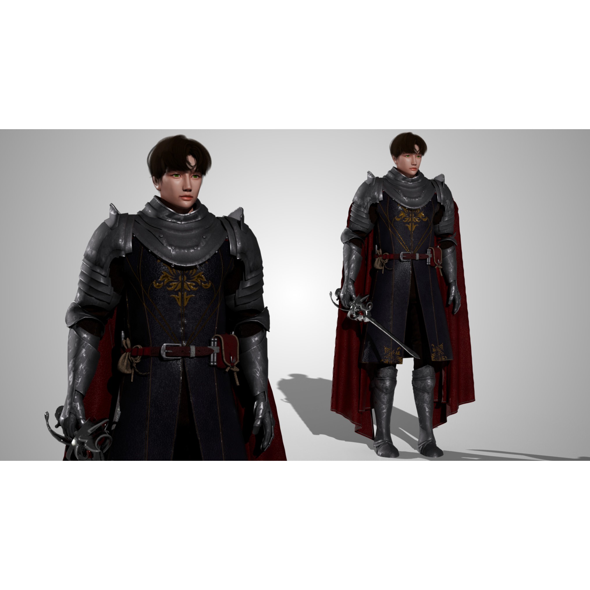 Medieval Modular Character Set - Low-Poly Game-Ready 3D Model - View 3