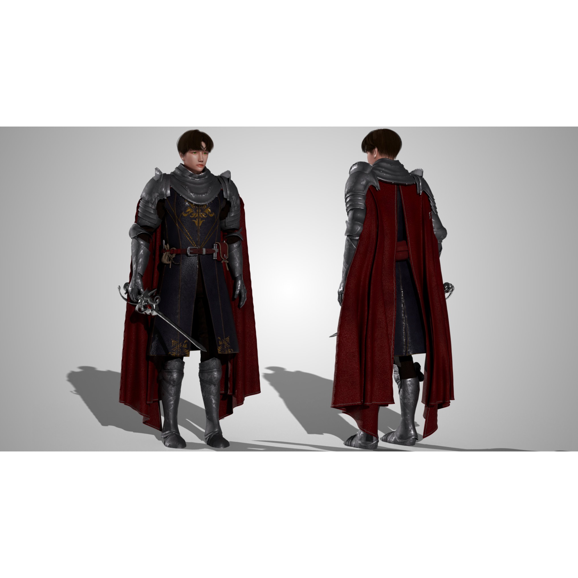 Medieval Modular Character Set - Low-Poly Game-Ready 3D Model - View 4