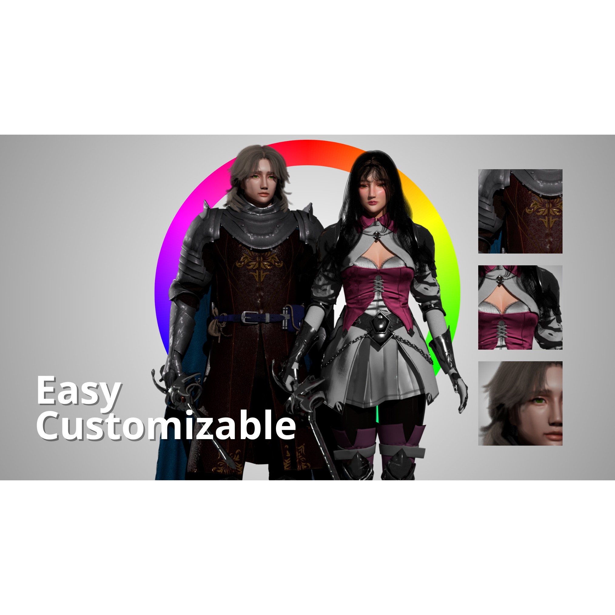 Medieval Modular Character Set - Low-Poly Game-Ready 3D Model - View 9