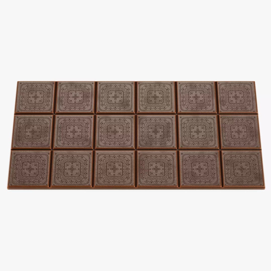Chocolate Bar 3D Model – Thin Milk Engraved Tablet, PBR Textures - View 2