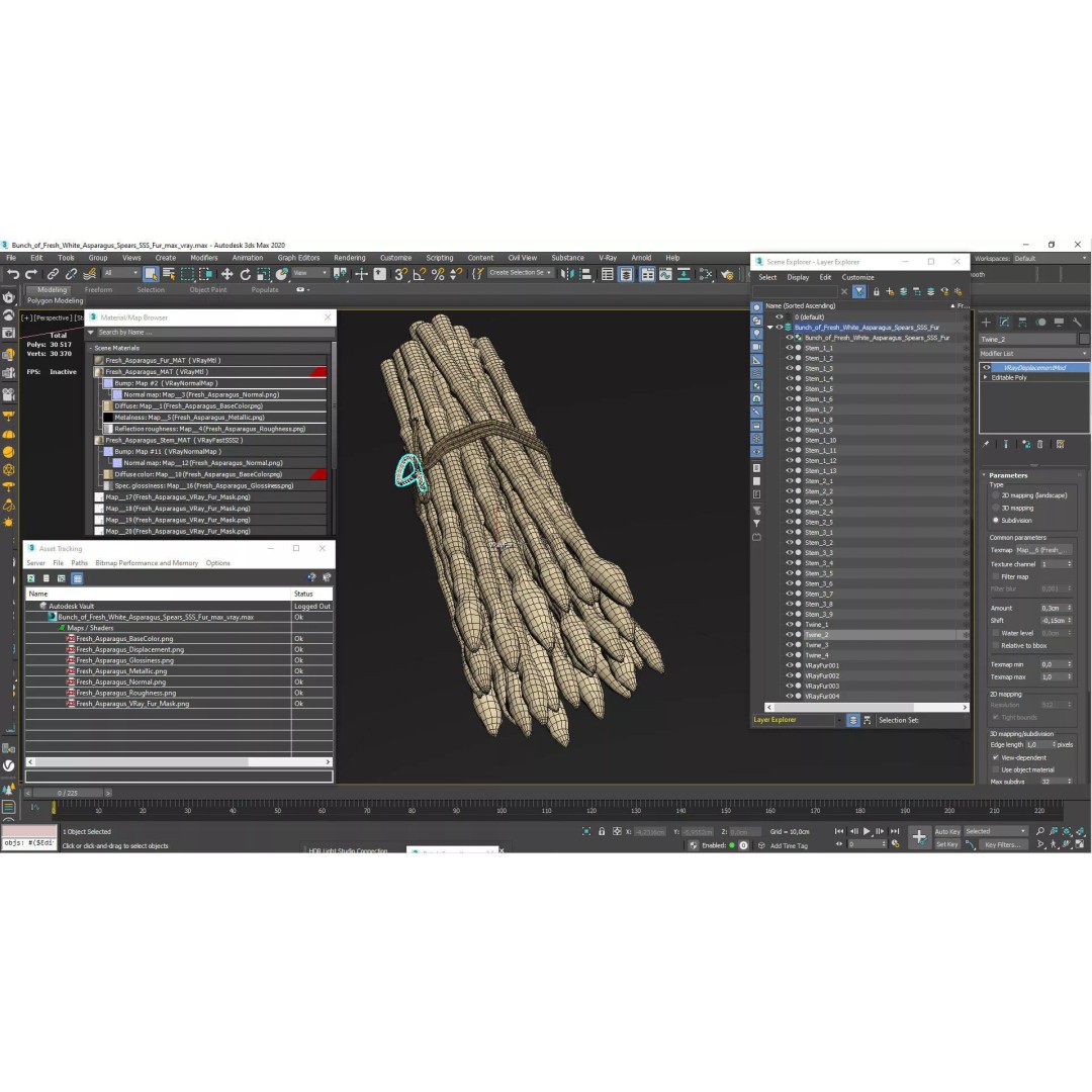 Fresh White Asparagus Spears 3D Model – High Quality PBR Asset, FBX/OBJ - View 14