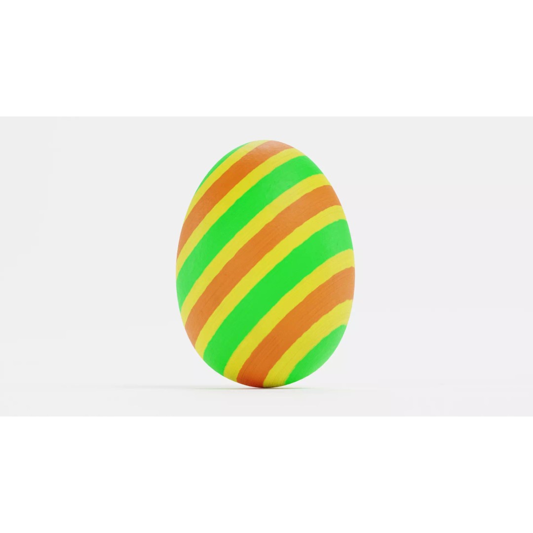 Easter Egg 3D Model – Low Poly Decorative Spring Asset, Blender - View 3