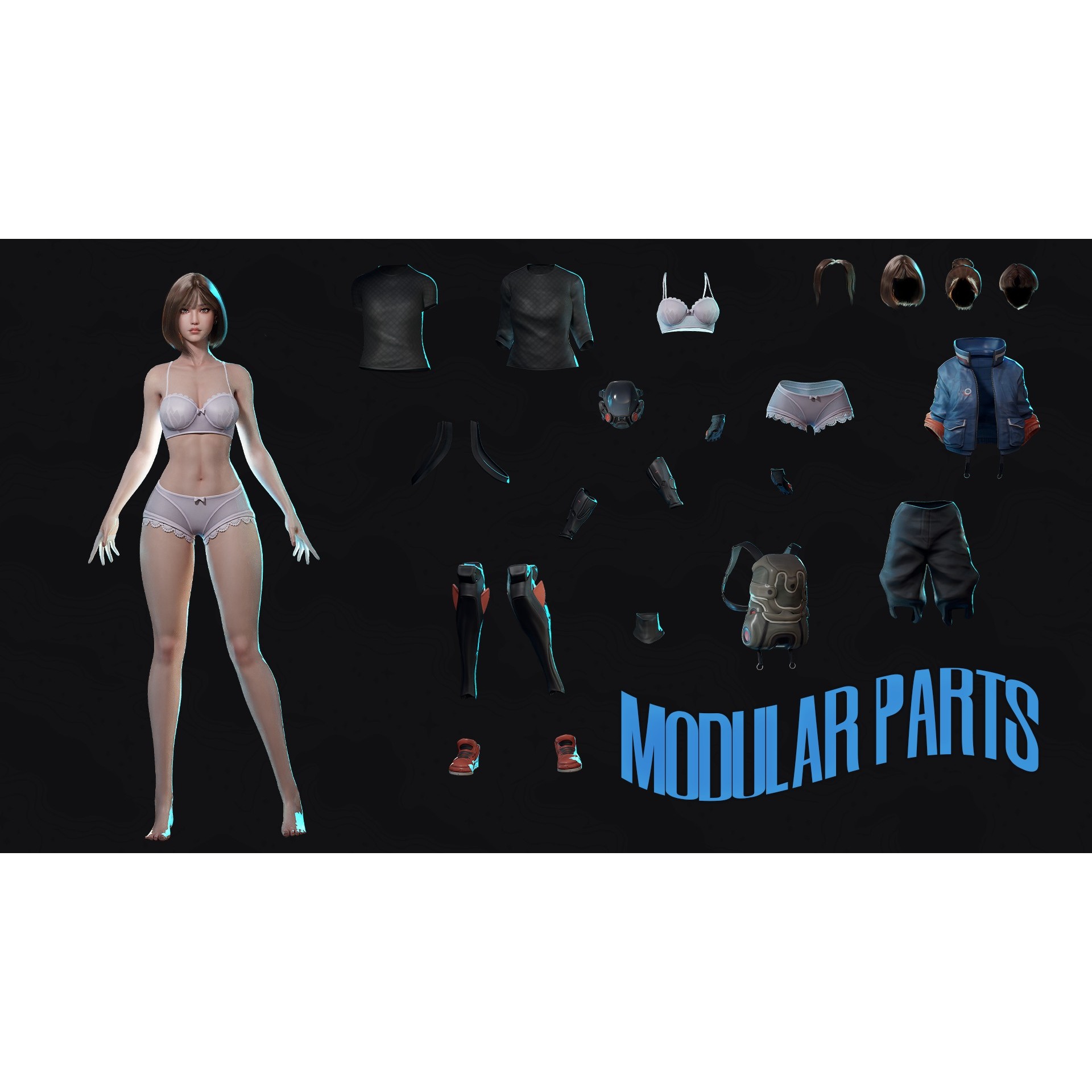 Cyberpunk Street Fighter - Low-Poly Game-Ready 3D Model - View 10