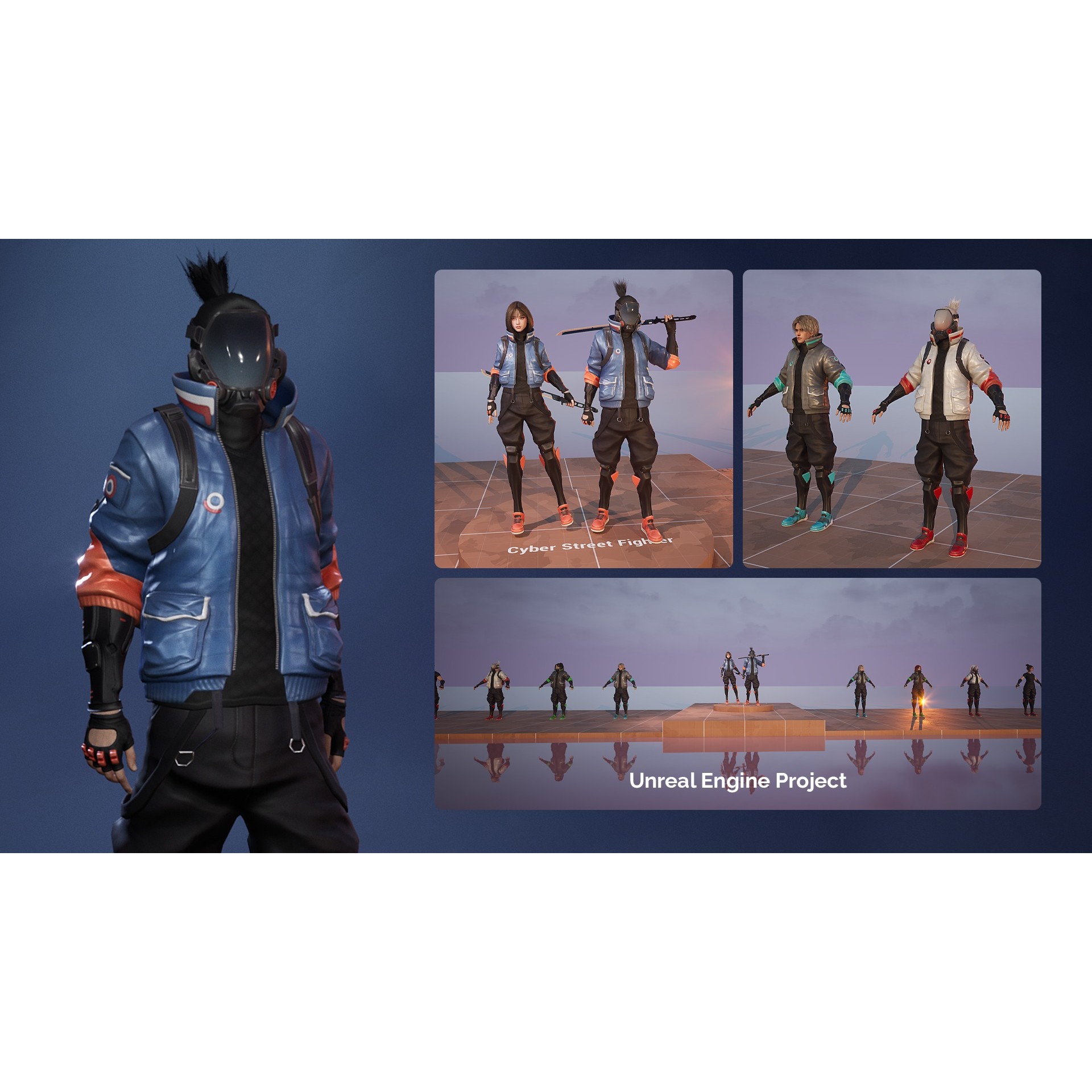 Cyberpunk Street Fighter - Low-Poly Game-Ready 3D Model - View 20
