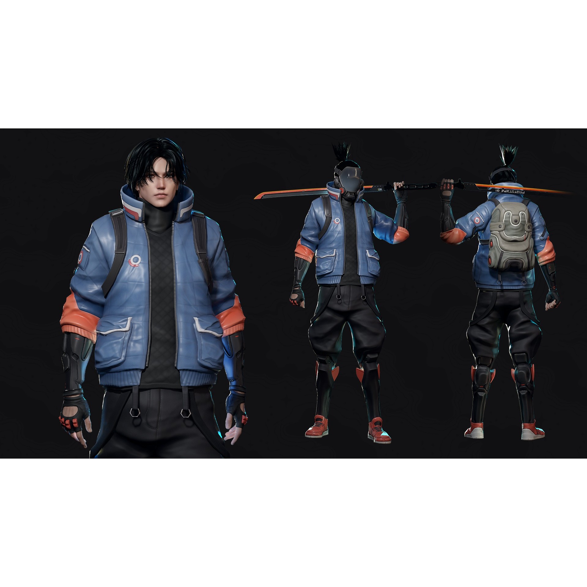Cyberpunk Street Fighter - Low-Poly Game-Ready 3D Model - View 5