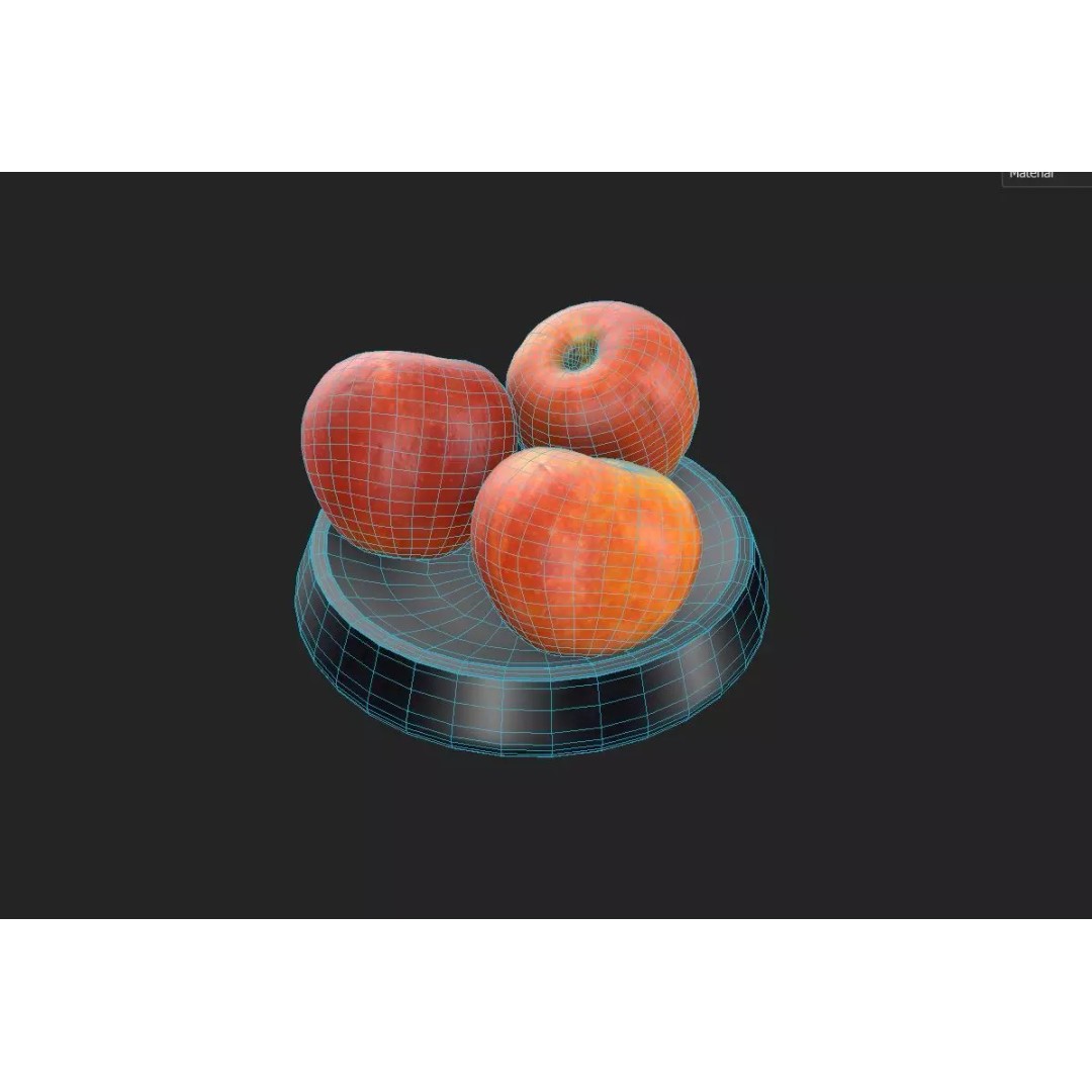 Apple Set 3D Model – Low Poly Game Asset, FBX, PBR Textures - View 3