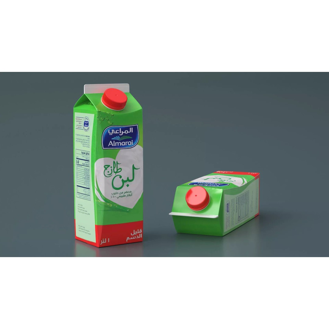 Almarai Fresh Laban Carton 1L 3D Model – Realistic Low Fat Beverage Packaging - View 4