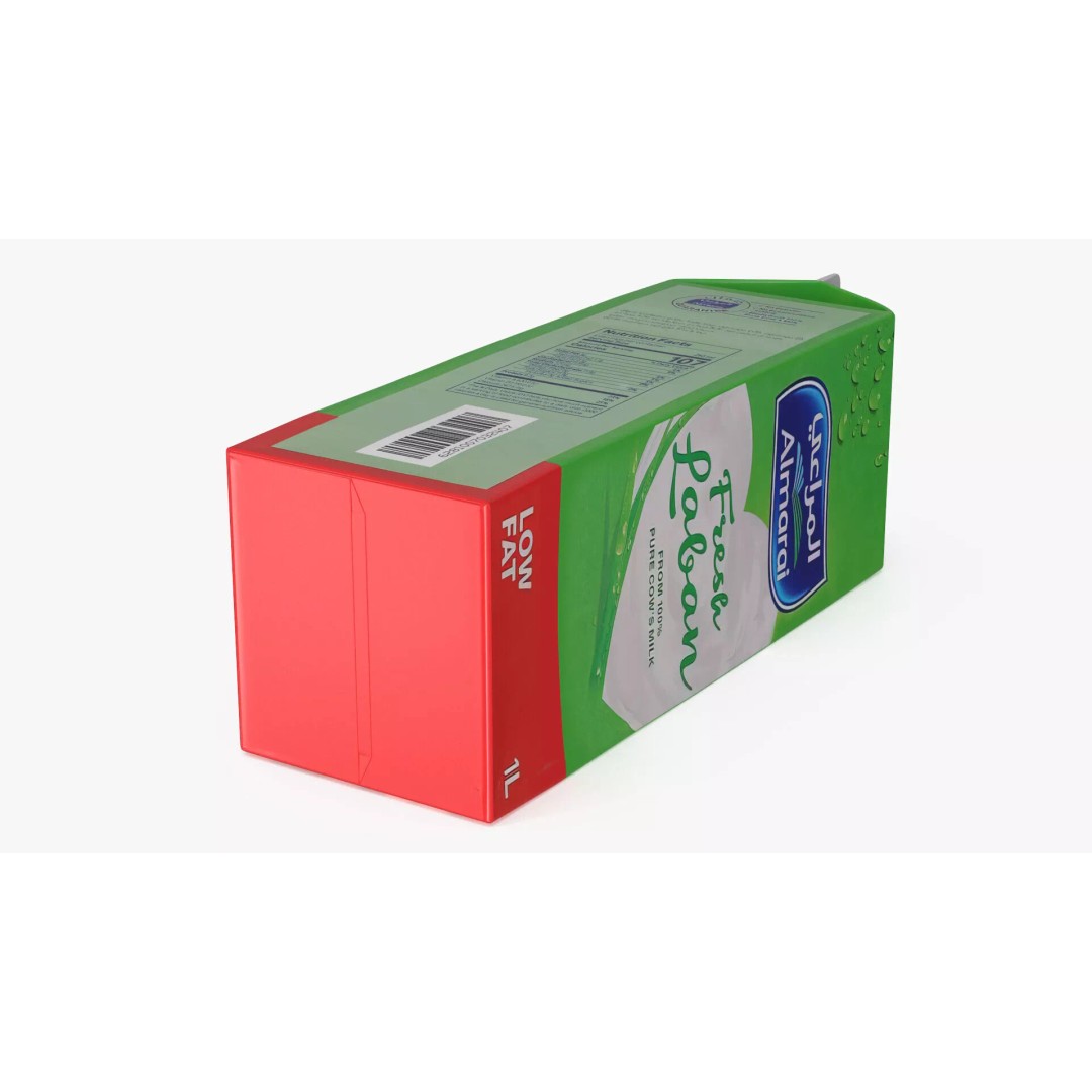 Almarai Fresh Laban Carton 1L 3D Model – Realistic Low Fat Beverage Packaging - View 7