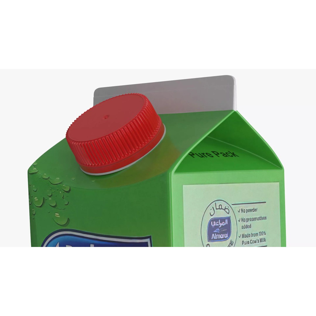 Almarai Fresh Laban Carton 1L 3D Model – Realistic Low Fat Beverage Packaging - View 8