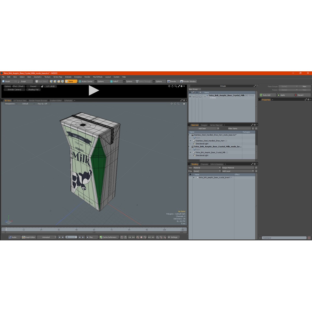 Tetra Brik Aseptic Base Crystal Milk 3D Model – PBR Polygonal Beverage Container