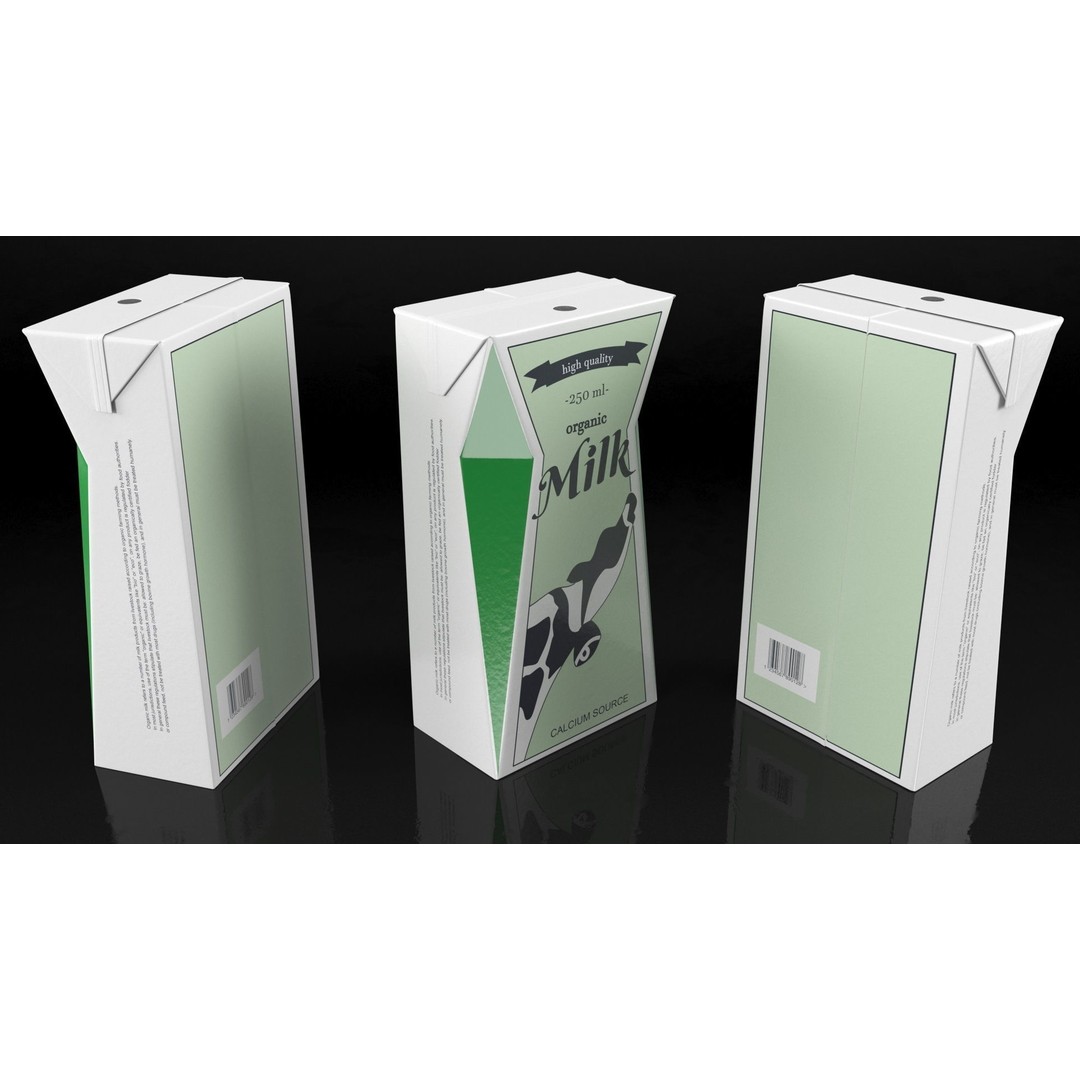 Tetra Brik Aseptic Base Crystal Milk 3D Model – PBR Polygonal Beverage Container - View 13