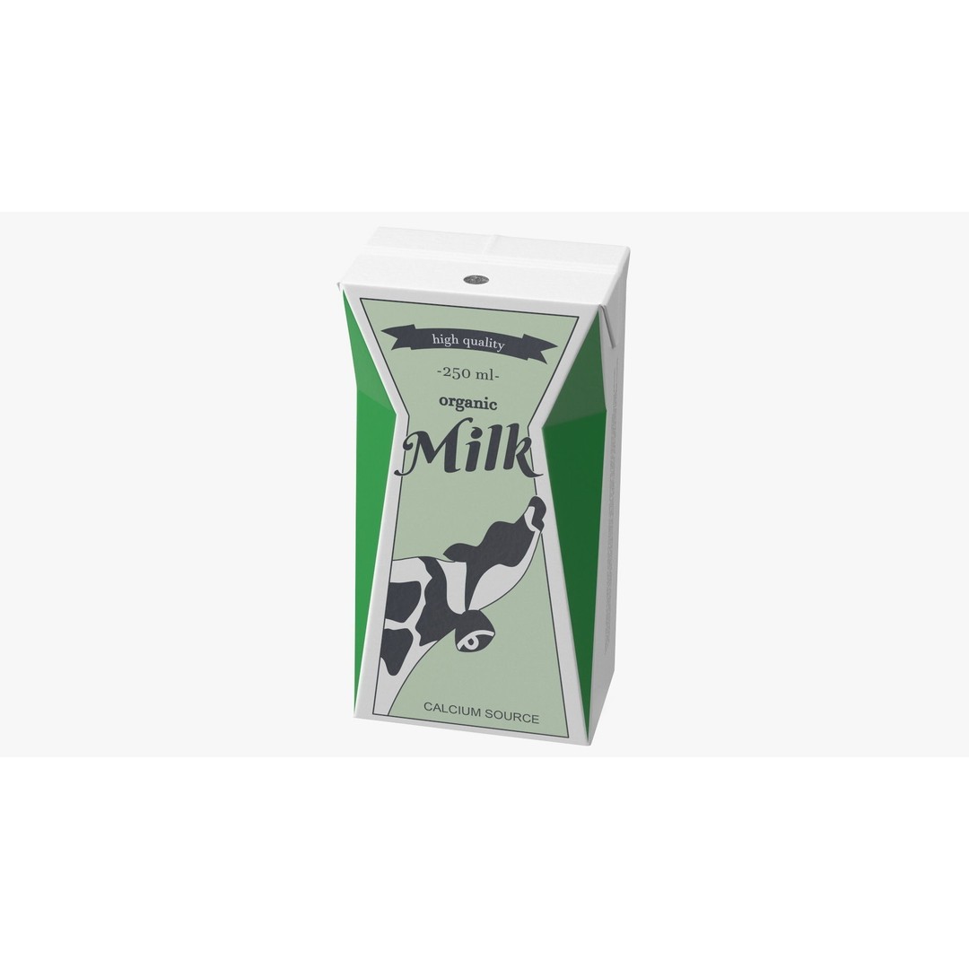 Tetra Brik Aseptic Base Crystal Milk 3D Model – PBR Polygonal Beverage Container - View 3