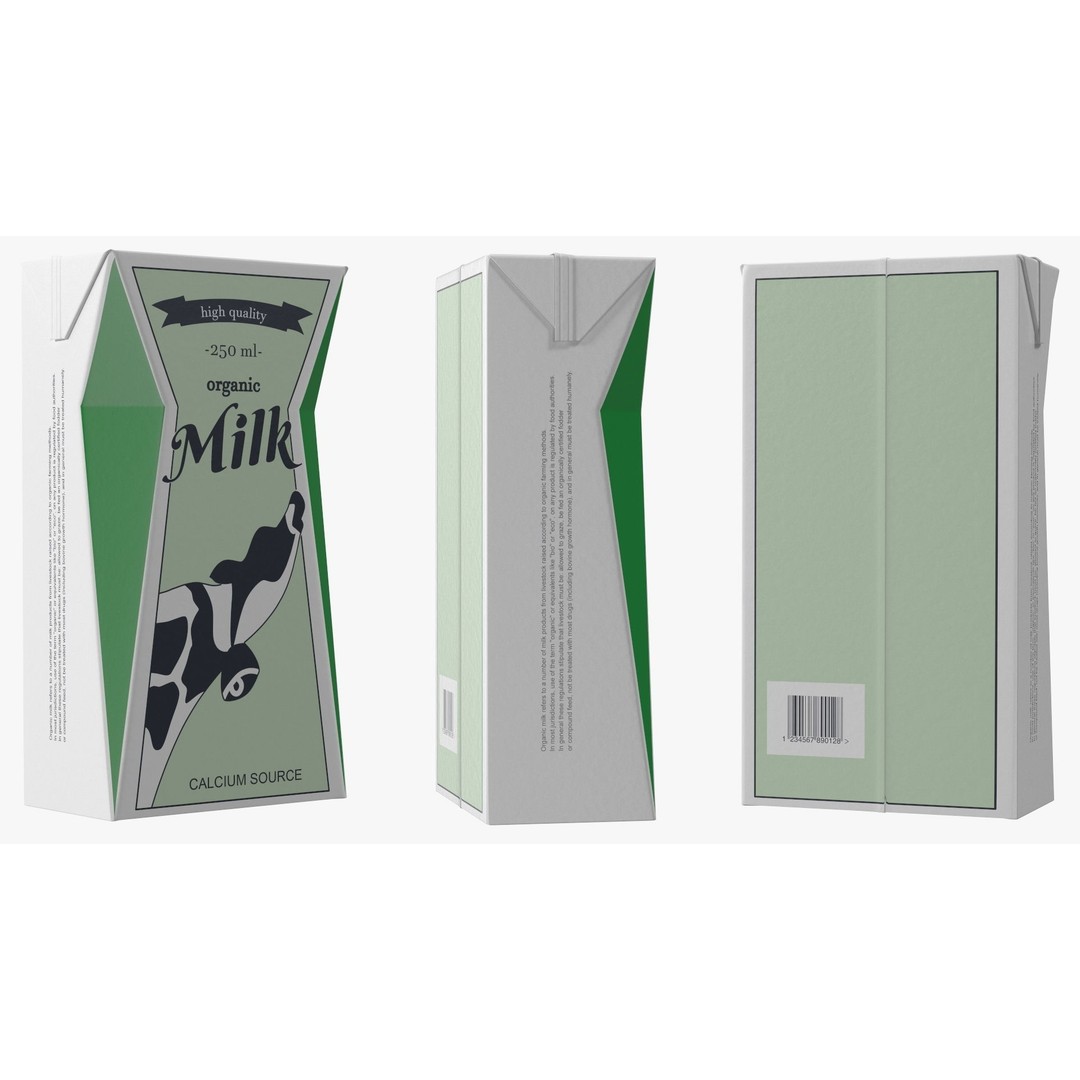 Tetra Brik Aseptic Base Crystal Milk 3D Model – PBR Polygonal Beverage Container - View 8