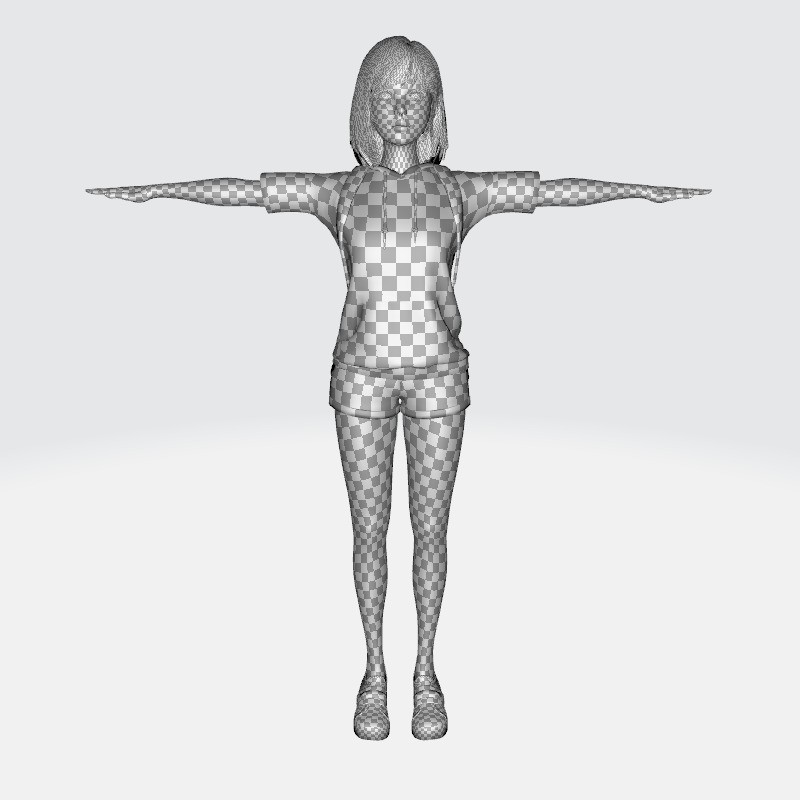 Realistic School Girl - Low-Poly Game-Ready 3D Model