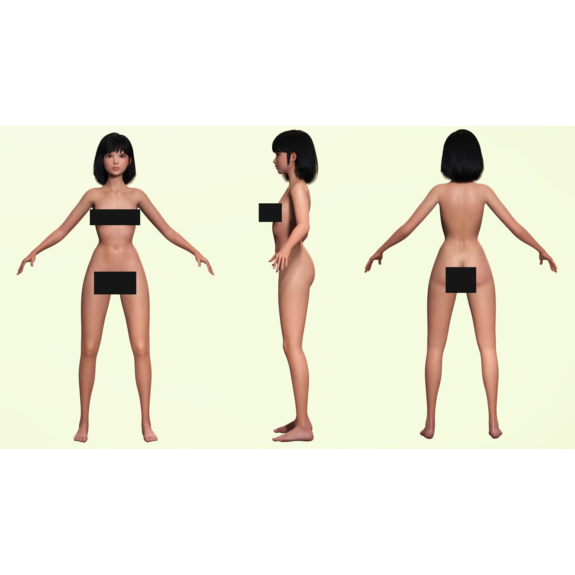Realistic School Girl - Low-Poly Game-Ready 3D Model - View 12