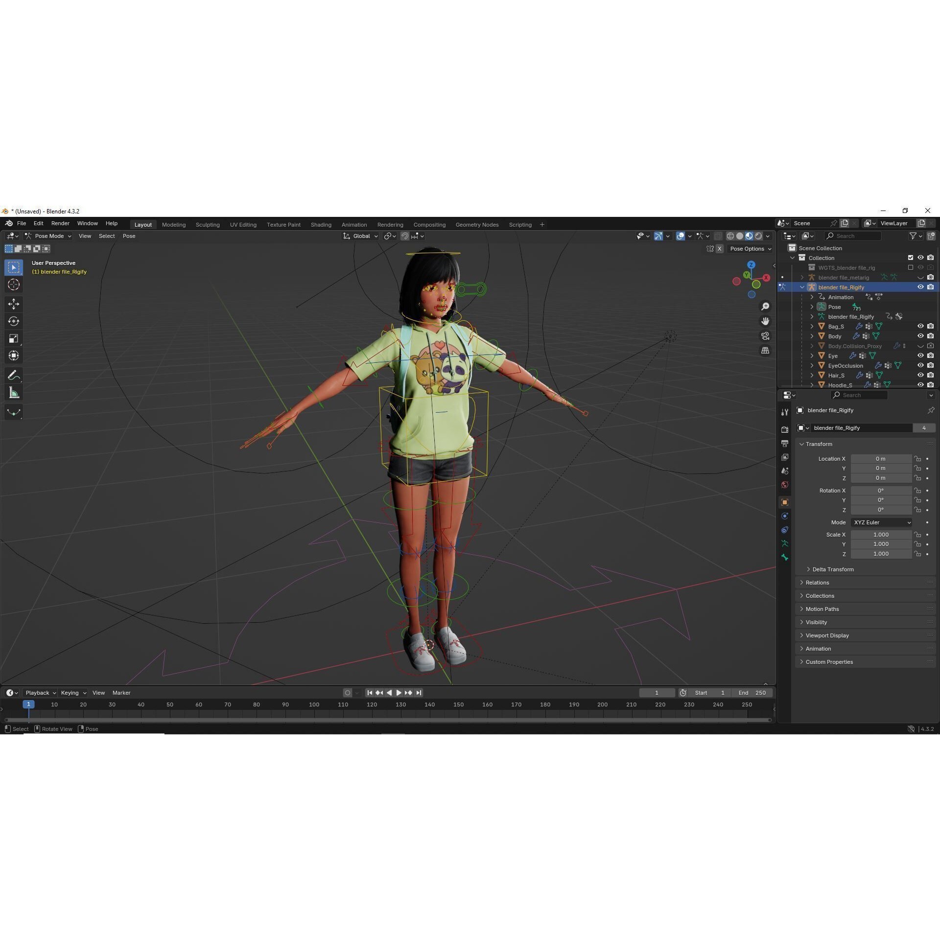 Realistic School Girl - Low-Poly Game-Ready 3D Model - View 20