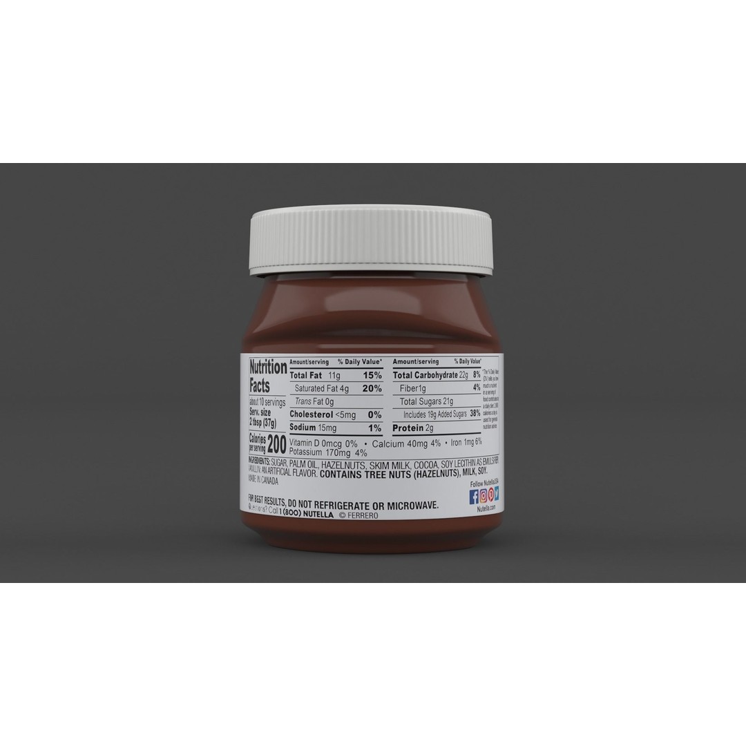 Nutella Hazelnut Spread 3D Model – High Poly PBR Asset, FBX - View 4