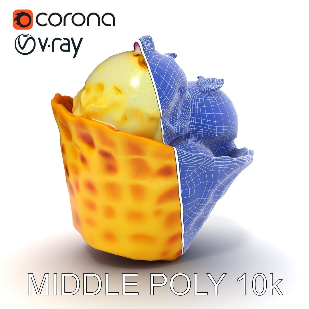 Ice Cream Waffle Cone 3D Model – Low Poly PBR Asset for Games - View 10