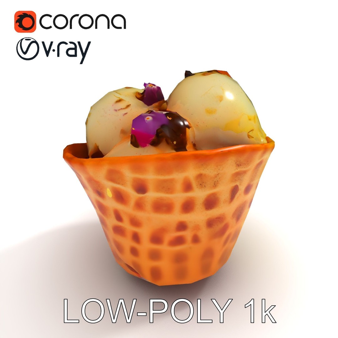 Ice Cream Waffle Cone 3D Model – Low Poly PBR Asset for Games - View 11