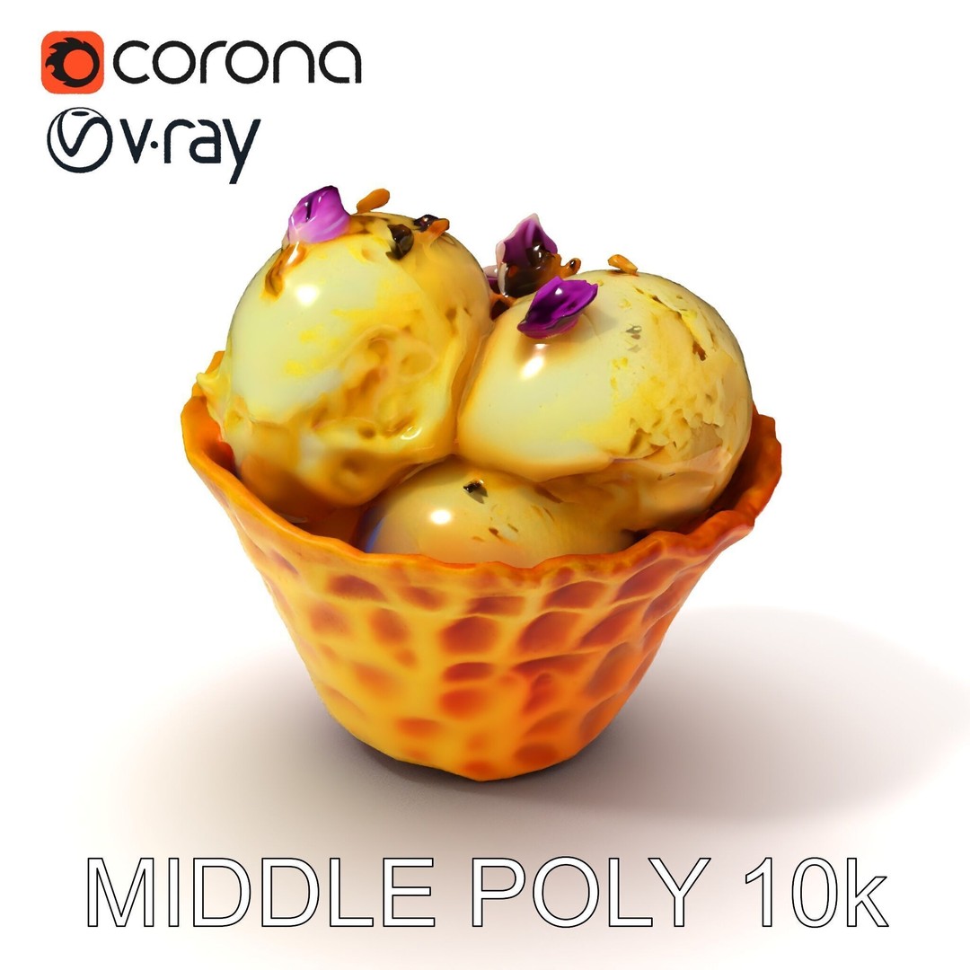 Ice Cream Waffle Cone 3D Model – Low Poly PBR Asset for Games - View 13