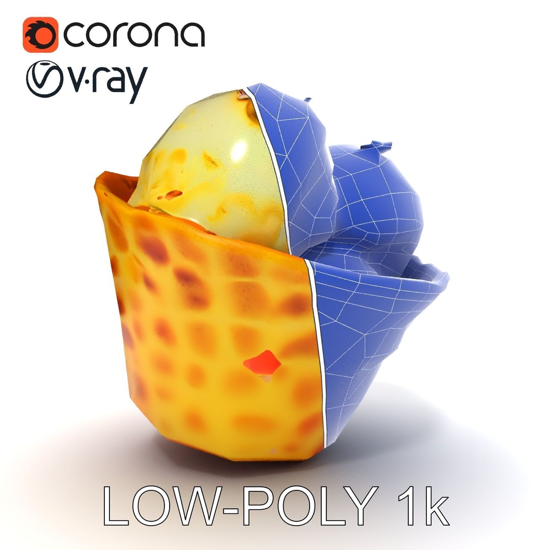 Ice Cream Waffle Cone 3D Model – Low Poly PBR Asset for Games - View 16
