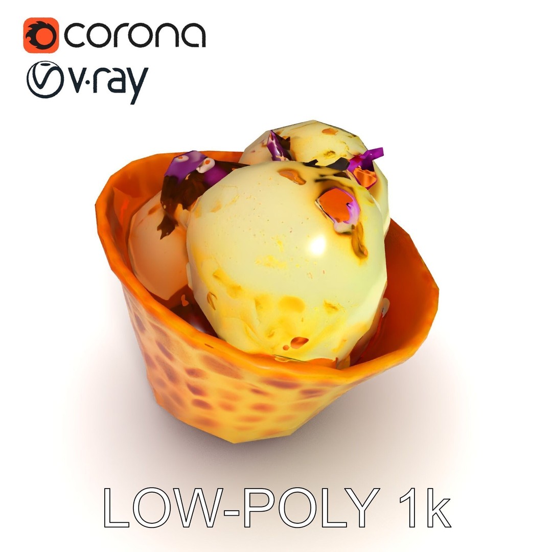 Ice Cream Waffle Cone 3D Model – Low Poly PBR Asset for Games - View 19