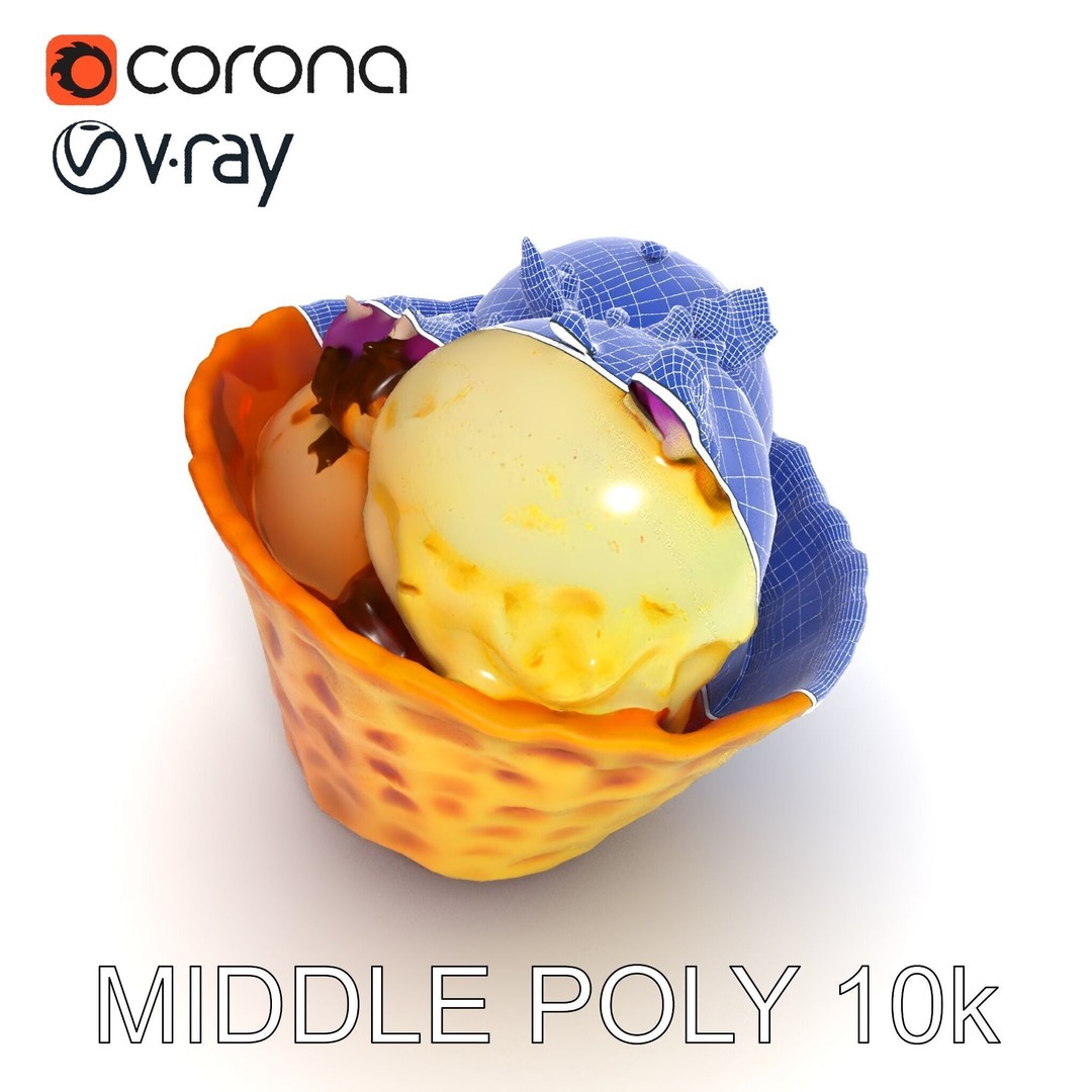 Ice Cream Waffle Cone 3D Model – Low Poly PBR Asset for Games - View 20