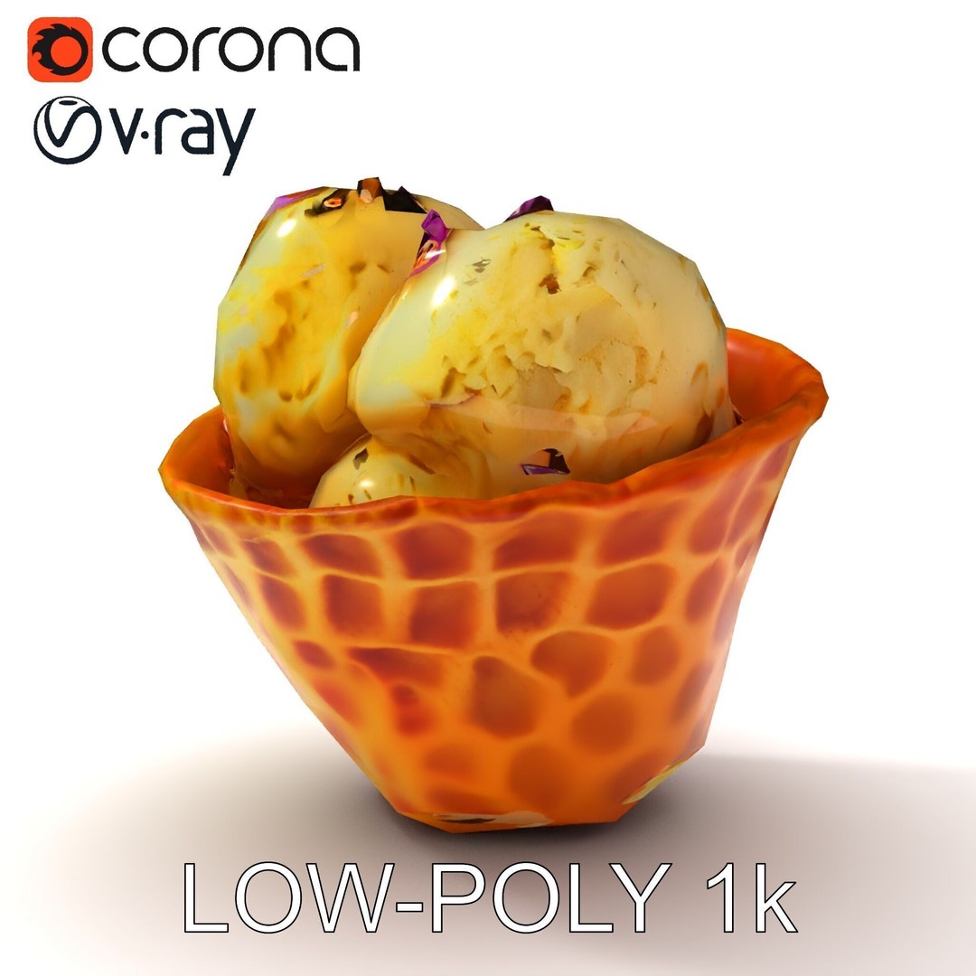Ice Cream Waffle Cone 3D Model – Low Poly PBR Asset for Games - View 21